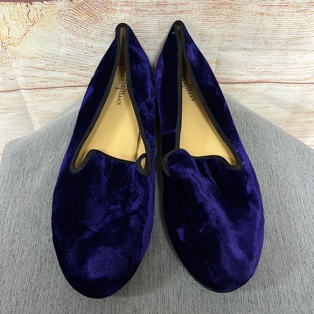 Cole Haan Women’s Velvet Smoking Slippers - Deep Purple